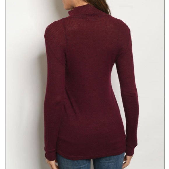 Wine Color Long Sleeve Tunic Top - Picture 2 of 2
